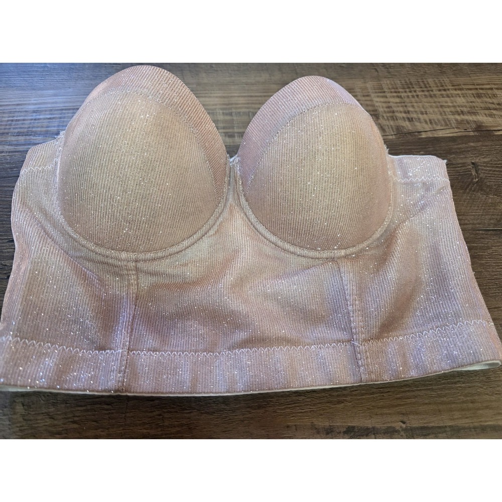 CHICWISH Bustier Crop Top Size Small Light Pink/Sparkle